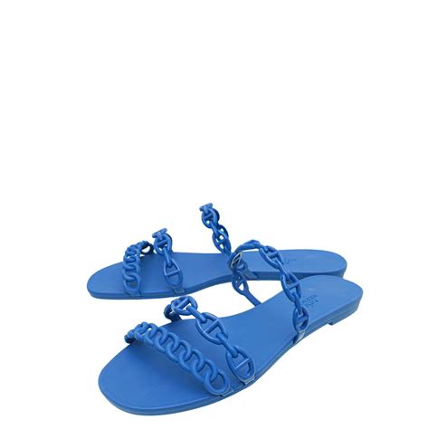 hermes blue chain detail rubber sandals|HERMES Rubber Chaine d'Ancre Island Sandals 38 Bleu.